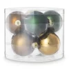 Box met kerstballen - groen - ø7 cm - set van 8