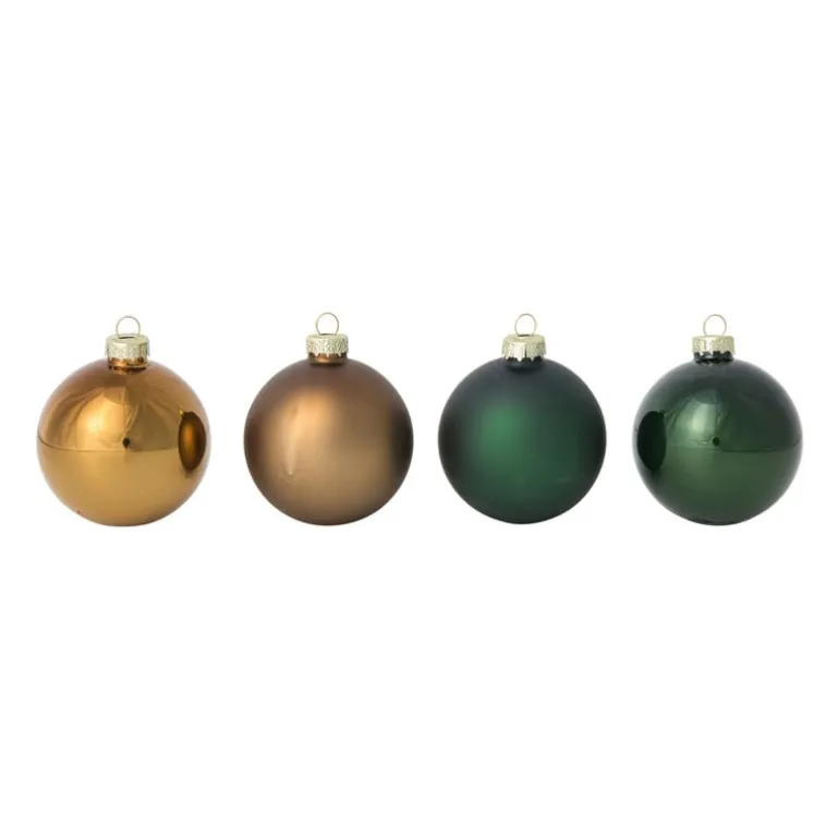Box met kerstballen - groen - ø7 cm - set van 8