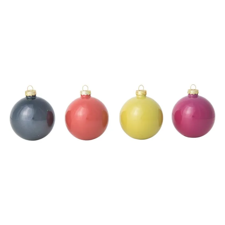 Box met kerstballen - multikleur - ø7 cm - set van 8