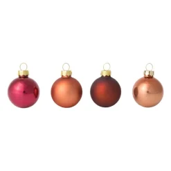 Box met kerstballen - rood - ø4 cm - set van 16