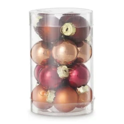 Box met kerstballen - rood - ø2.5 cm - set van 16