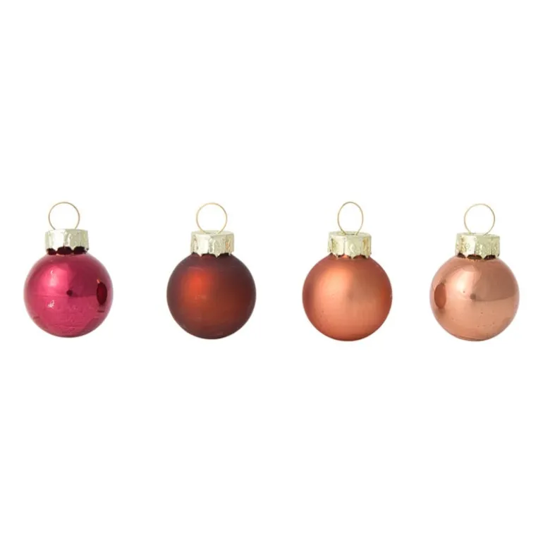 Box met kerstballen - rood - ø2.5 cm - set van 16