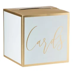 Cadeaubox voor kaarten - wit/goud - 23x23x23 cm