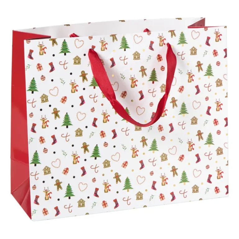 Cadeautas holly jolly maat L - diverse varianten