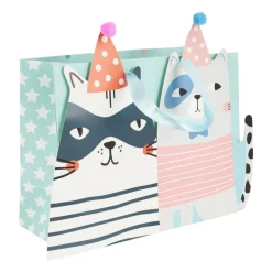 Cadeautasje cats - blauw - 18x21 cm