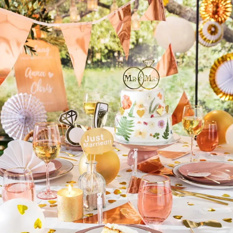 Cake topper Mr & Mrs - goud