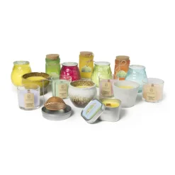 Citronella kaars in glas - diverse kleuren - ø9x9.8 cm