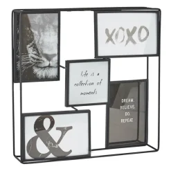 Collagelijst metaal - 5 foto's - 32x6x32 cm - zwart