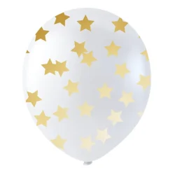 Confettiballon goudkleurige sterren - 6 stuks