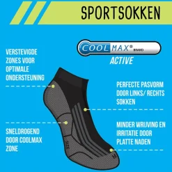 Coolmax enkelsokken - 35/38 - zwart/grijs - 2 paar