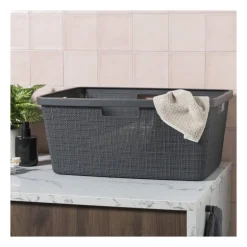 Curver jute wasmand - 46 liter - grijs