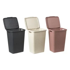 Curver jute wasmand met deksel - 58 liter - grijs