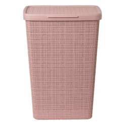 Curver jute wasmand met deksel - 58 liter - roze