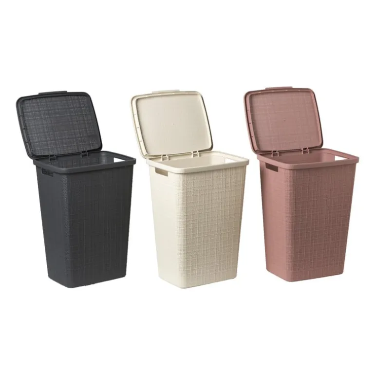 Curver jute wasmand met deksel - 58 liter - roze