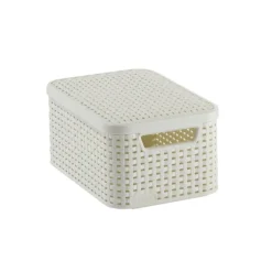 Curver opbergmand met deksel klein - wit - 13x29x19 cm