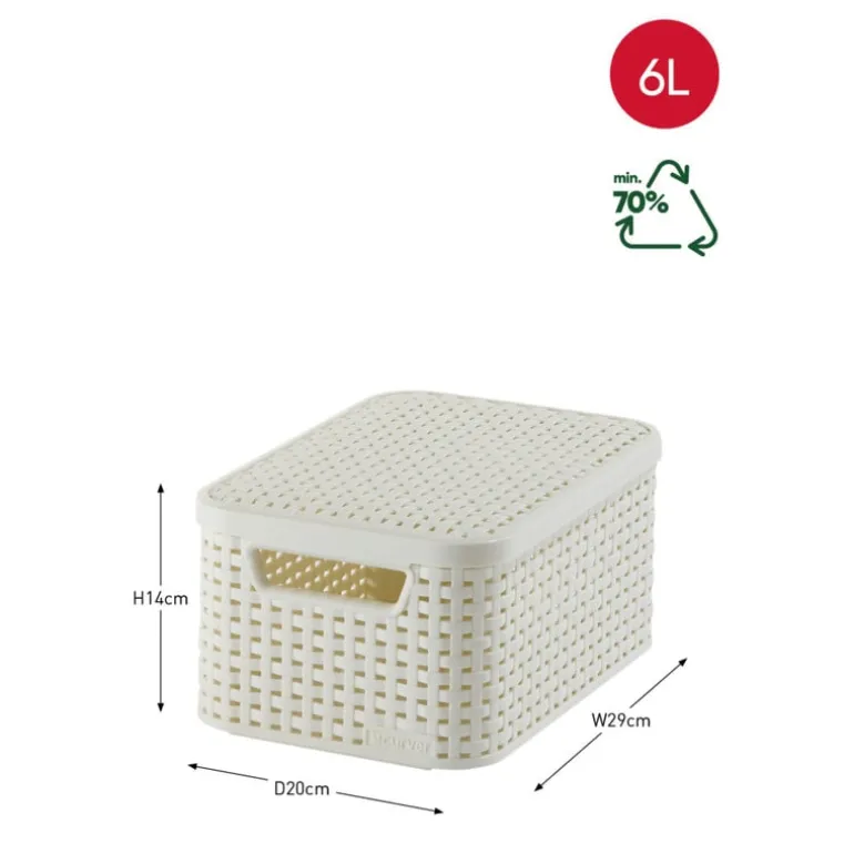 Curver opbergmand met deksel klein - wit - 13x29x19 cm
