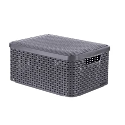 Curver opbergmand met deksel middel - grijs - 19x40x29 cm