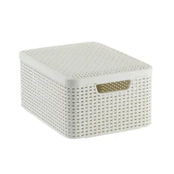 Curver opbergmand met deksel middel - wit - 19x40x29 cm