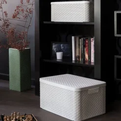 Curver opbergmand met deksel middel - wit - 19x40x29 cm