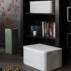 Curver opbergmand met deksel groot - wit - 23x44x33 cm