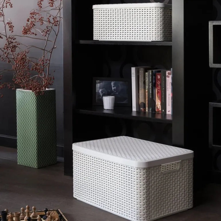 Curver opbergmand met deksel groot - wit - 23x44x33 cm