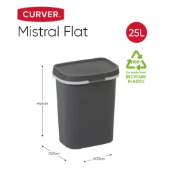 Curver prullenbak mistral flat - grijs - 25 liter