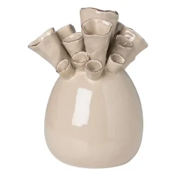 Decoratie vaas keramiek koraal - beige - 12.5x9x17 cm