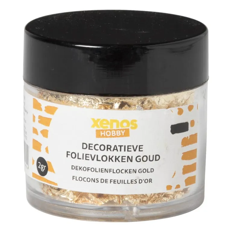 Decoratieve folievlokken - goudkleurig - ø5x6 cm