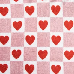 Deken met hartjesprint - roze/rood - 160x130cm