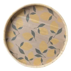 Dienblad citroen - MDF/rotan - ø35x5 cm