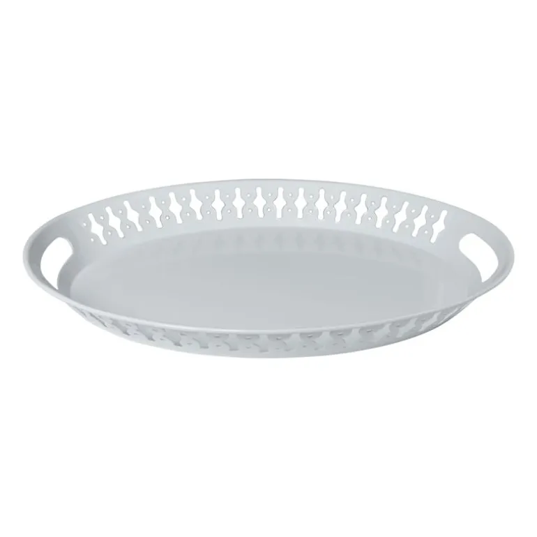 Dienblad metaal - wit - 42x33,5x4,5 cm