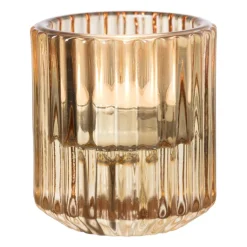 Diner/theelichthouder - geel - ø5.5x6 cm