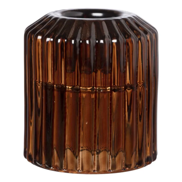 Diner/theelichthouder - lichtbruin - ø5.5x6 cm