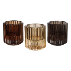 Diner/theelichthouder - lichtbruin - ø5.5x6 cm