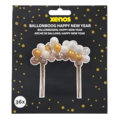 DIY ballonboog Happy New Year - goud, zilver & wit - set van 36