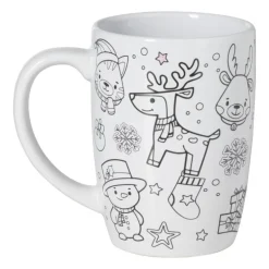 DIY kerstmok inkleur set - keramiek - ø8.9x12.3 cm