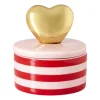 Doosje met hart deksel - roze/rood - ø8x9 cm