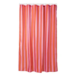 Douchegordijn gestreept - roze/oranje - 180x200 cm