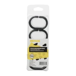 Douchegordijn ringen - zwart - set van 12