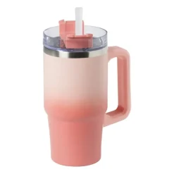 Drinkbeker thermo met draaideksel - roze - 600 ml