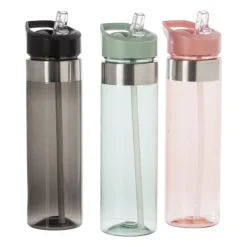 Drinkfles met rietje - roze - 500 ml