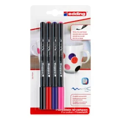 Edding porseleinstiften - set van 4 - zwart/rood/paars/roze