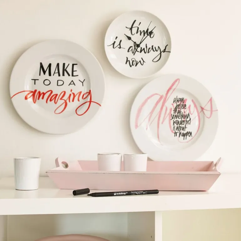 Edding porseleinstiften - set van 4 - zwart/rood/paars/roze