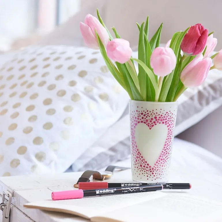 Edding porseleinstiften - set van 4 - zwart/rood/paars/roze