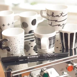 Edding porseleinstiften - set van 4 - zwart/rood/paars/roze