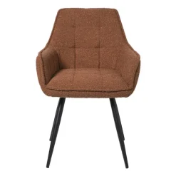 Eetkamerstoel bouclé met armleuning - bruin - 87x56.5x43 cm