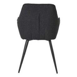 Eetkamerstoel bouclé met armleuning - zwart - 87x56.5x43 cm