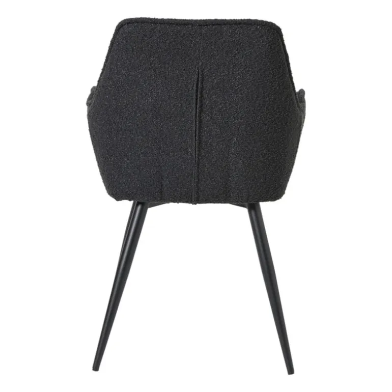 Eetkamerstoel bouclé met armleuning - zwart - 87x56.5x43 cm