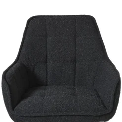 Eetkamerstoel bouclé met armleuning - zwart - 87x56.5x43 cm