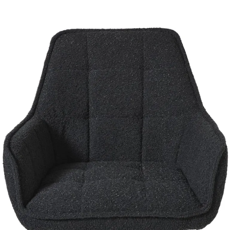 Eetkamerstoel bouclé met armleuning - zwart - 87x56.5x43 cm